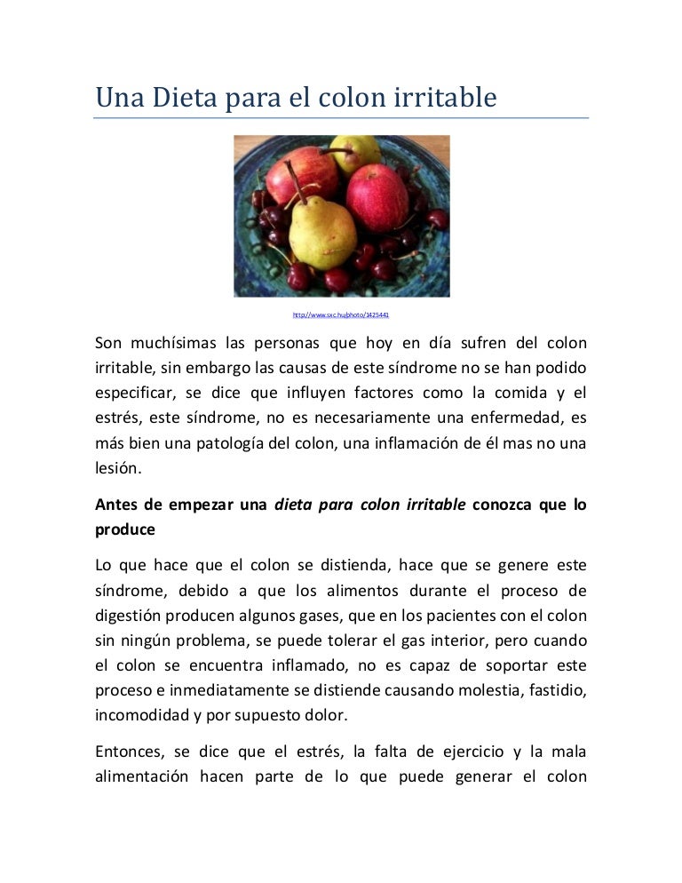 Dieta para personas con colon irritable